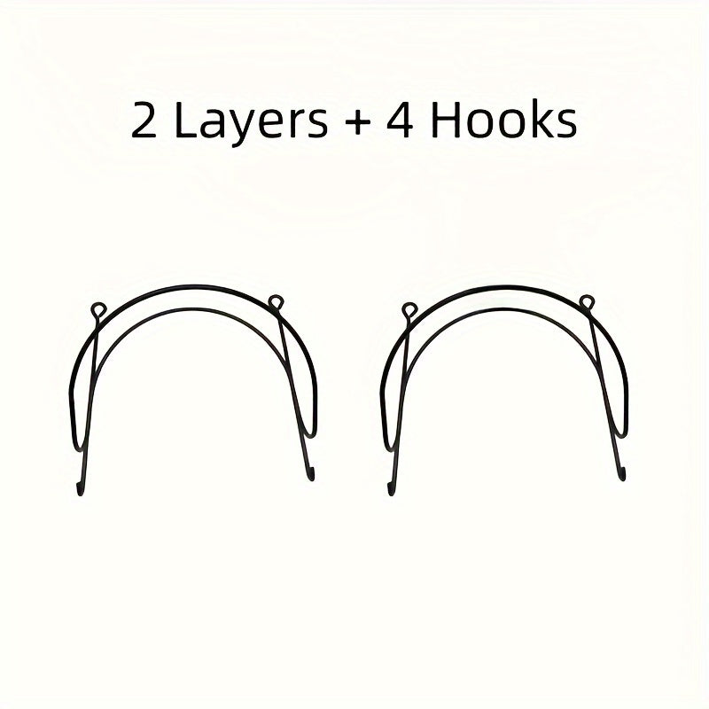 Wall Mounted Towel Rack with Hooks 6pcs Iron Hanging Rack Set Multi-Layer Wall Storage Organizer for Bathroom, Bedroom & Kitchen