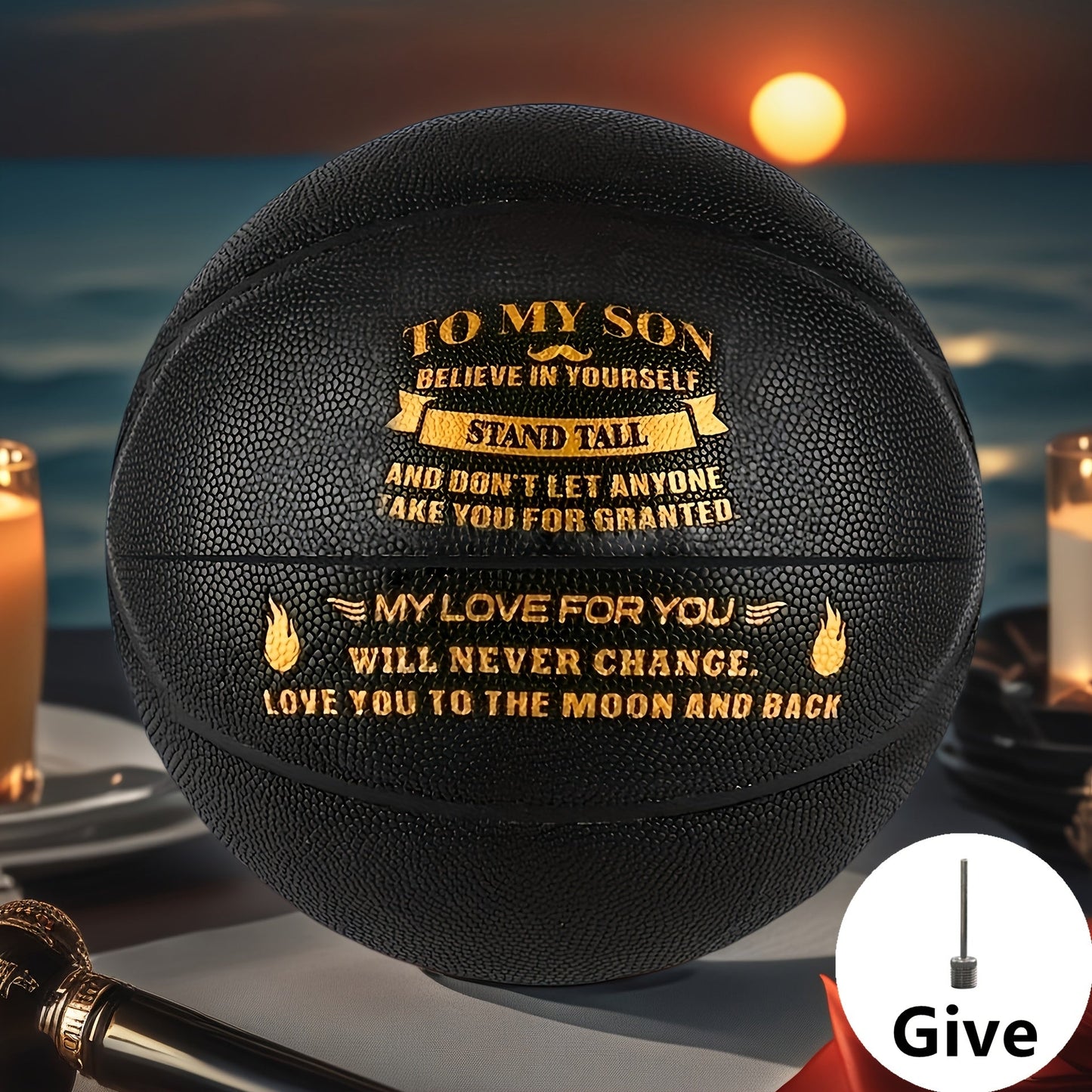 Personalized Basketball Gift for Son & Grandson Standard Size with Pump To My Son To My Grandson Heartfelt Message Sports Birthday Christmas