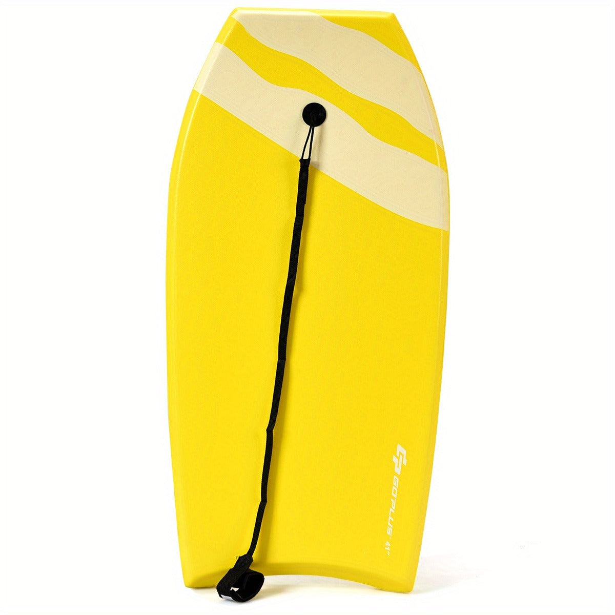 Yellow 41-Inch EPS Core Bodyboard with XPE Deck, HDPE Slick Bottom, Crescent Tail and Wrist Leash