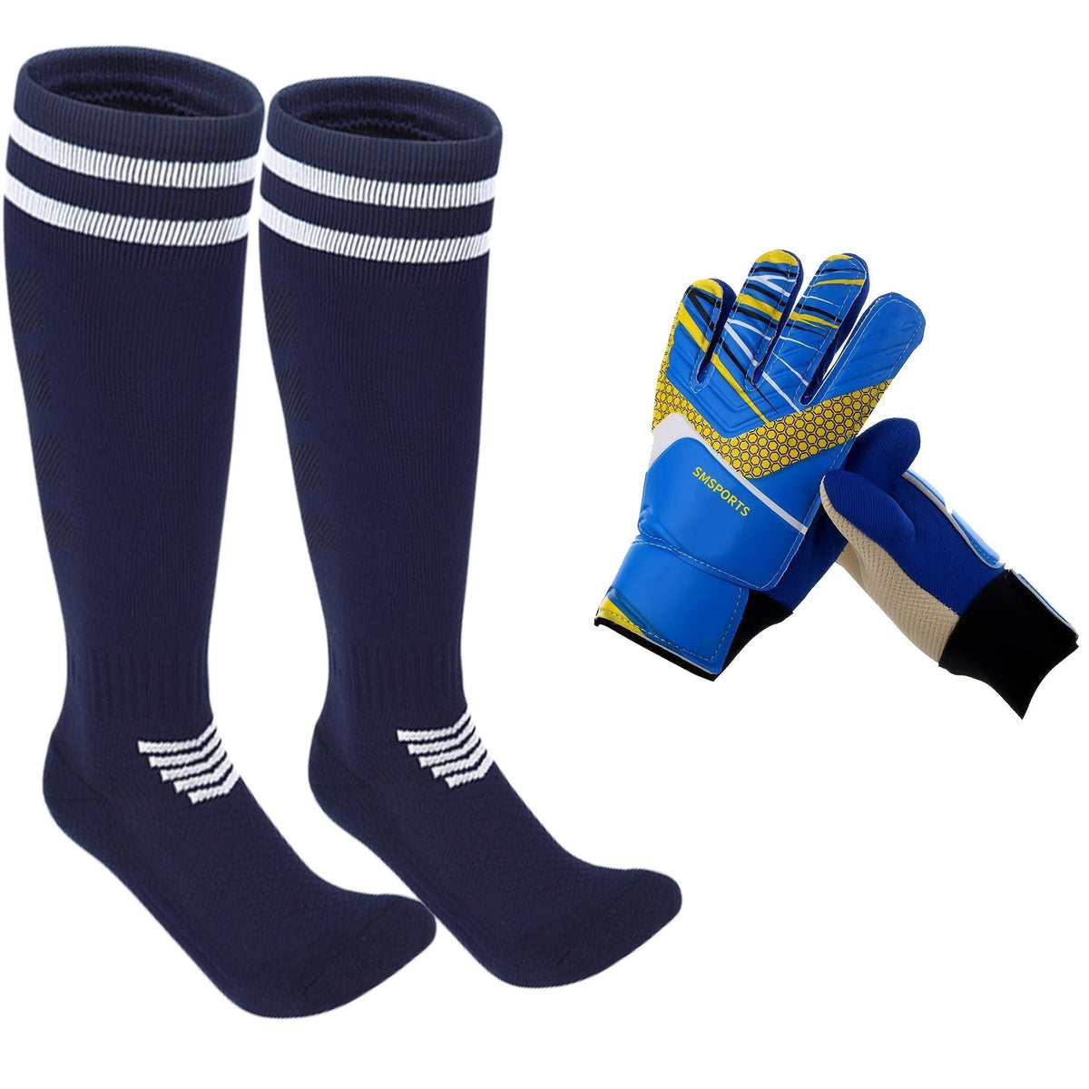 Goalkeeper Gloves with Finger Protection Thickened Latex Anti-Slip + Football Socks Set Adult Men Women Professional Soccer Goalie Gloves