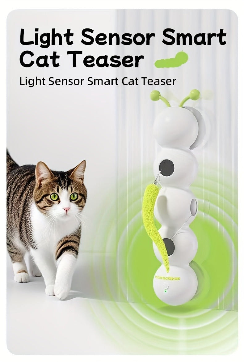 Automatic Caterpillar Cat Toy Interactive Electric Teaser for Indoor Cats – Self-Moving Worm Chasing Toy Stimulates Hunting Instincts Keeps