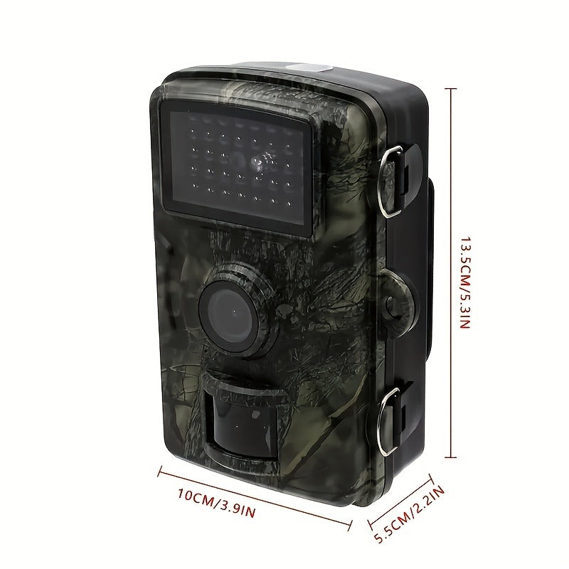 48MP 1296P Trail Camera with Infrared LEDs, Color Screen and Included 32GB Memory Card in Green Camo Housing