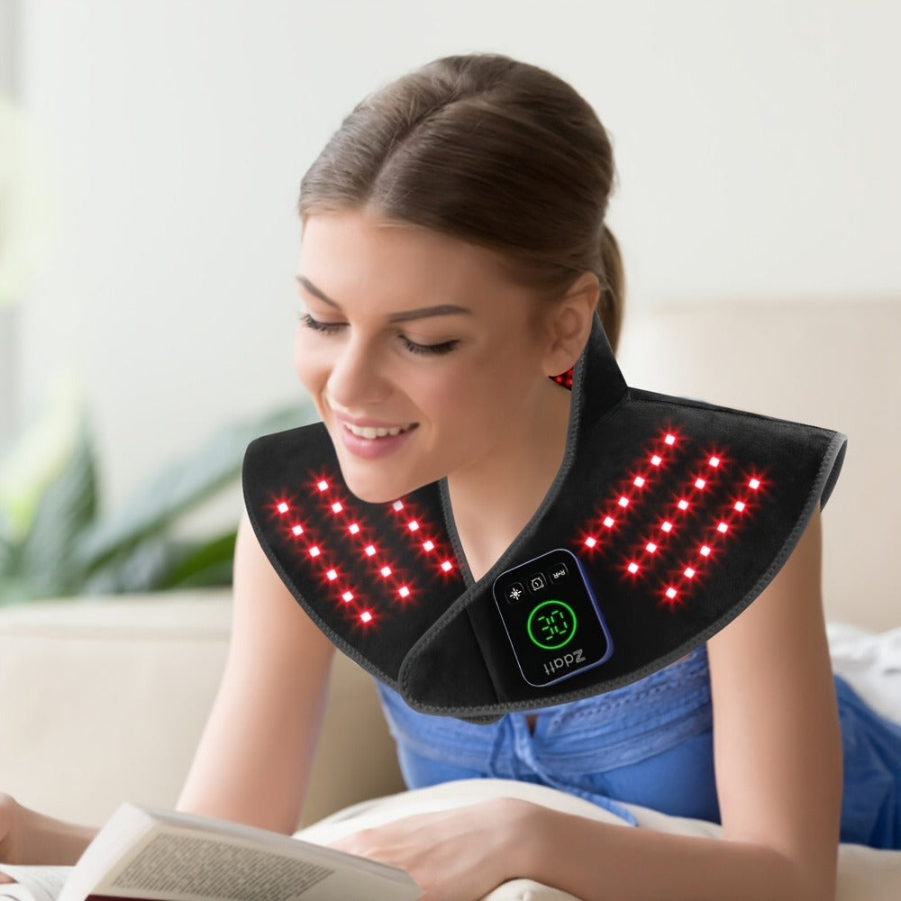 Red Light Therapy Shoulder Wrap with Dual Wavelength 660nm & 850nm Near-Infrared – 116 LED Wearable Device for Neck, Shoulder & Back Relief
