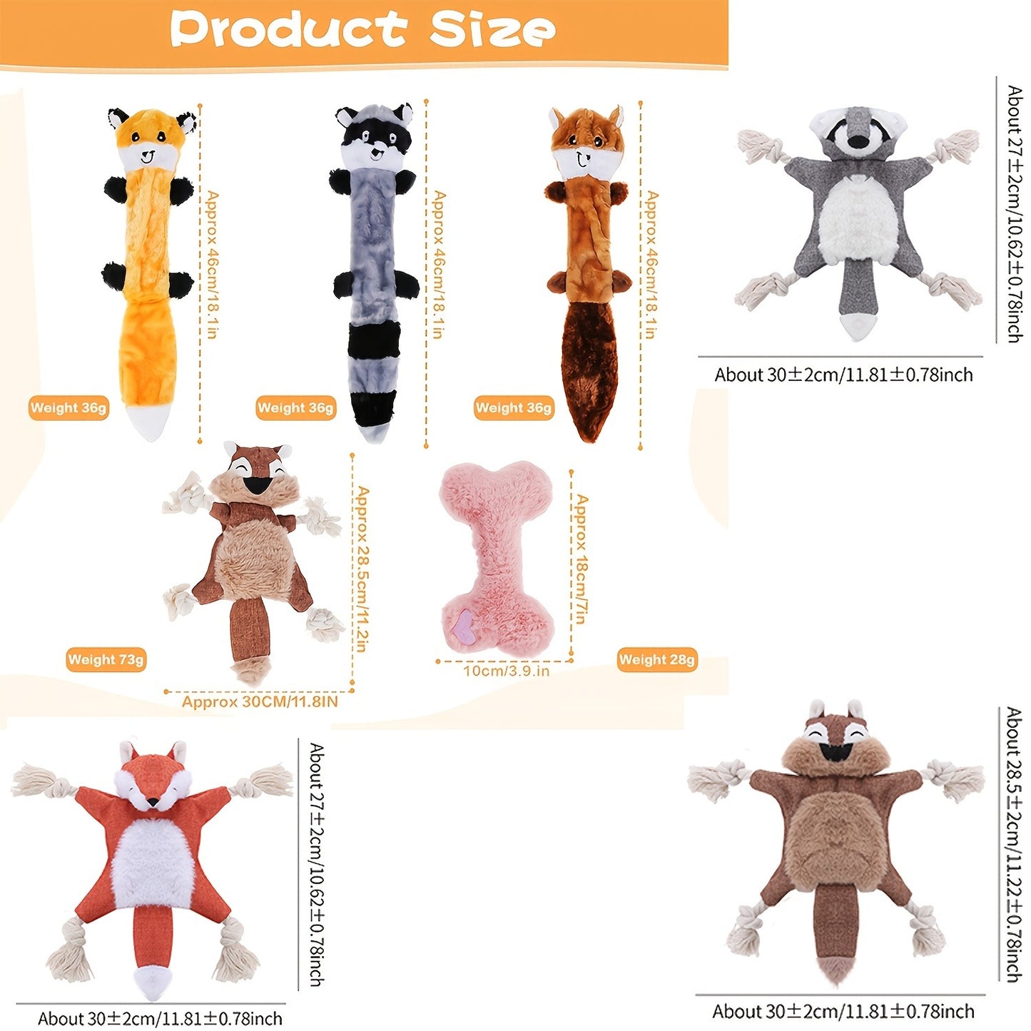 Dog Chew Toys, Squeaky Plush Rope Dog Toy Set with Animal Print for Aggressive Chewers – 6 8 or 10 Pack Interactive Tug-of-War Chew Toys