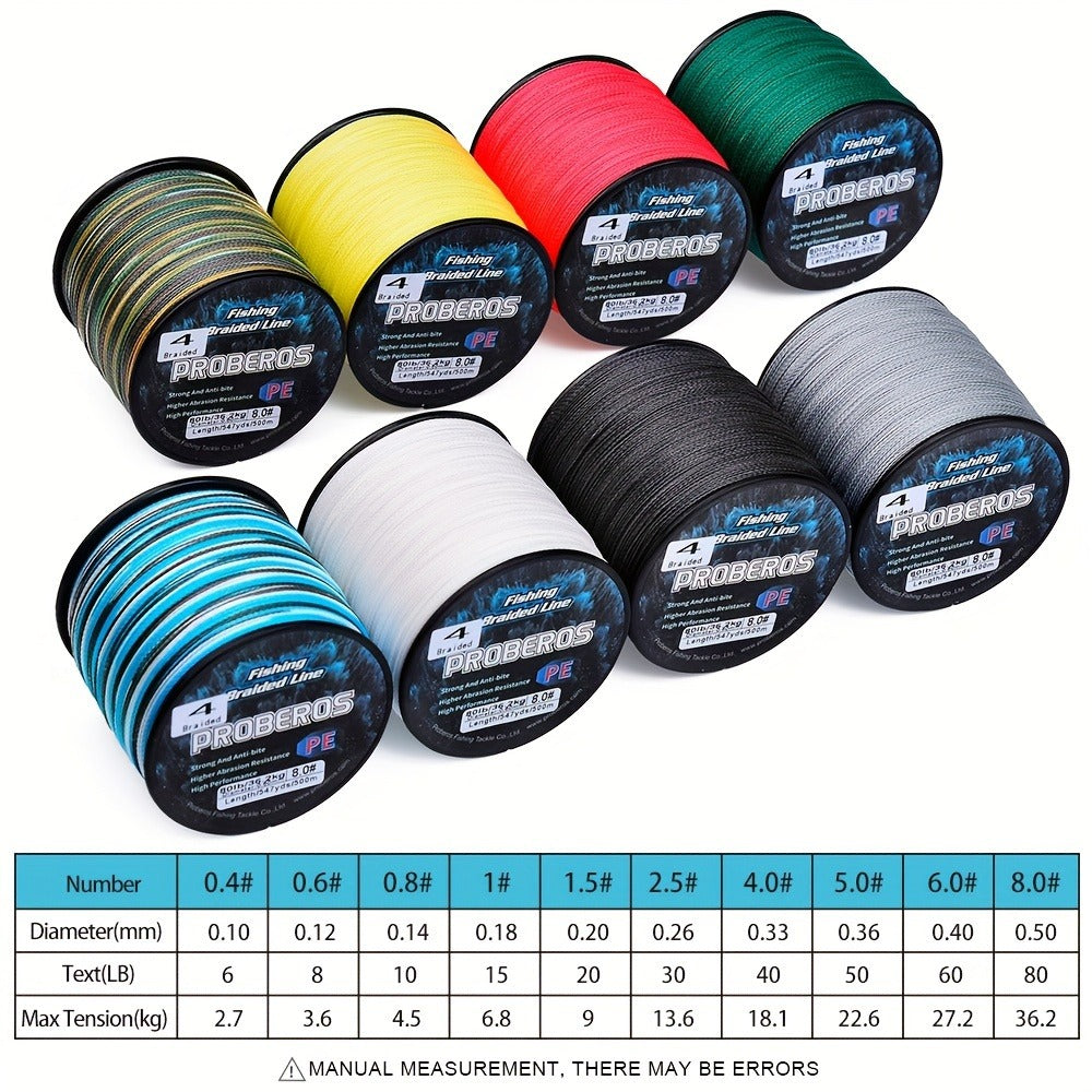 Braided Fishing Line 4 Strand 500M/547Yds – Abrasion Resistant Zero Stretch Superline 6LB-80LB, Multi-Color, Gray/Green/Camo