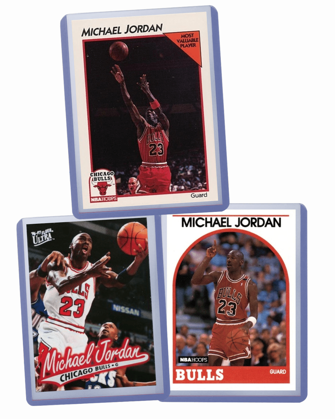 Sports Trading Cards, Michael Jordan Three-Card Basketball Bundle with Chicago Bulls and Mixed Brand Artwork