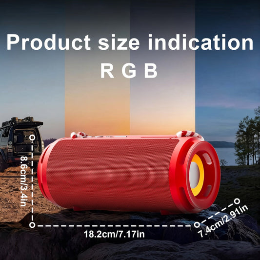 Bluetooth Speaker Cylindrical RGB Model with Carry Cords, USB and TF Playback, Four Colors and 7.17-Inch Body