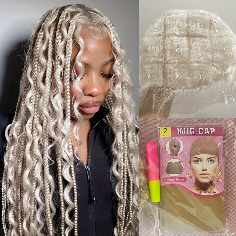 HD Lace Crochet Wig Cap Pre-Made Braided Sections Baby Hair Glueless Full Lace Base for Box Braids Goddess Passion Twist 45-122 Sections