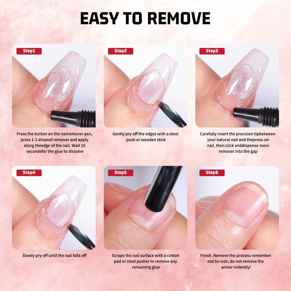Press-On Nail Glue & Remover Kit 4pcs โ 2x Semi-Solid Gel Nail Glue 10g + 2x Nail Polish Remover 10ml, Quick-Drying No-Lamp Strong Bond