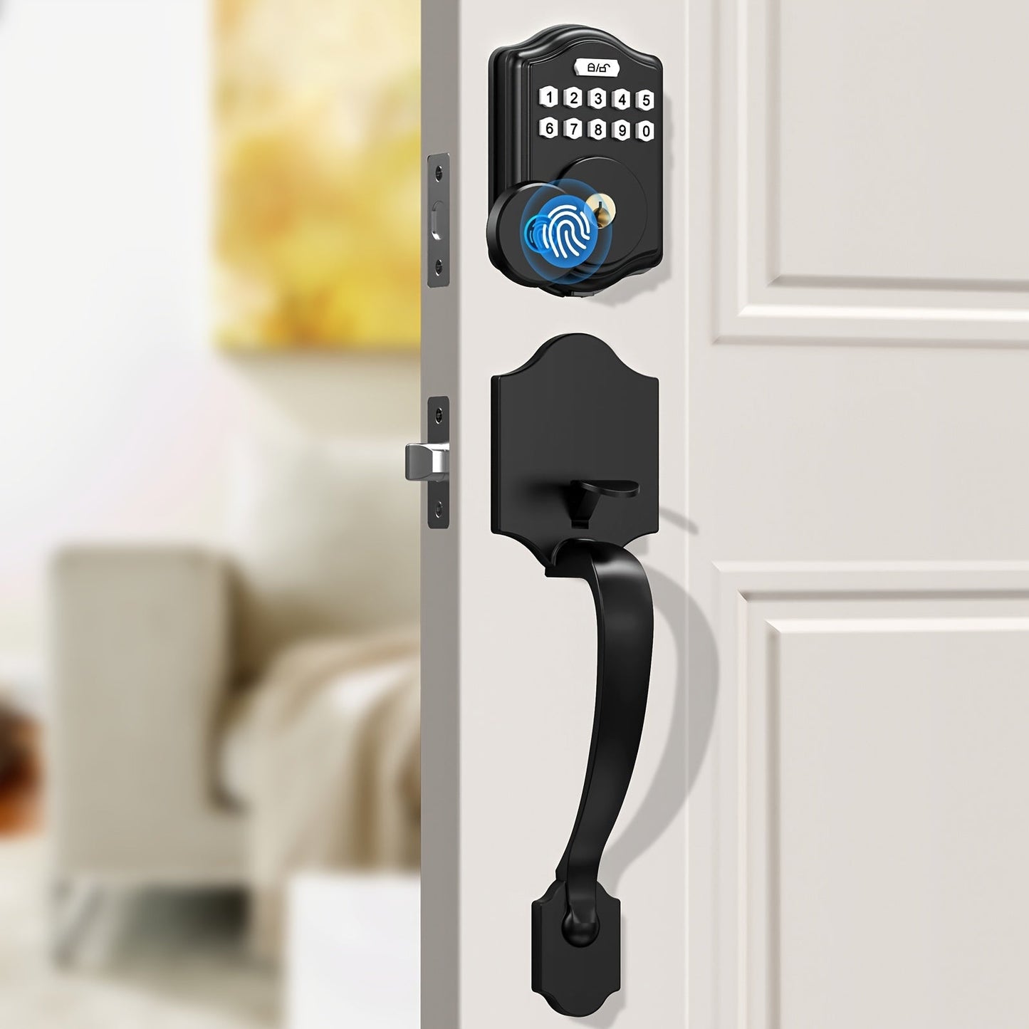 Keypad Deadbolt Lock Fingerprint Keyless Entry, Electronic Door Lock with Code Fingerprint & Key