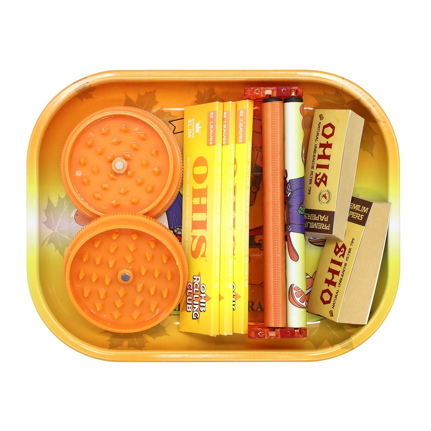 Rolling Tray Set with Grinder Rolling Papers Filter Tips Cigarette Maker – Complete Smoking Accessories Kit Gift Set for Valentine's Day