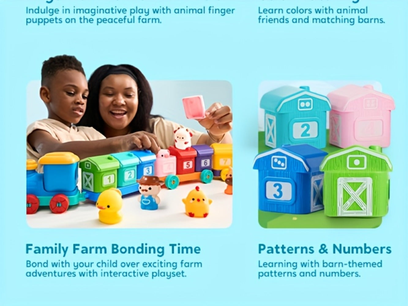 Farm Number Train Learning Toy for Toddlers with 9 Farm Animals & Farmer with the Listed Color, Size or Set Options for Everyday Use