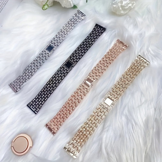 Watch Band with Double-Row Rhinestones, Matching Bumper Frame and Multiple Colors for Apple Watch Sizes