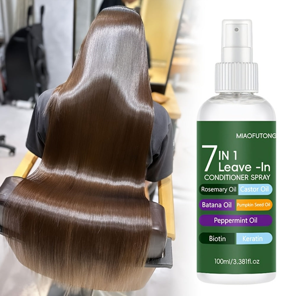 Leave-In Conditioning Spray 7-in-1 Argan Oil Rosemary Biotin Keratin Collagen - Heat for Bath Time, Home Spa and Personal Care