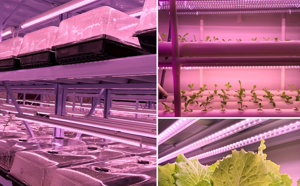 T8 Grow Light Strips 4ft 6-Pack Full Spectrum 270W, Pink White Spectrum LED 1620W Equivalent