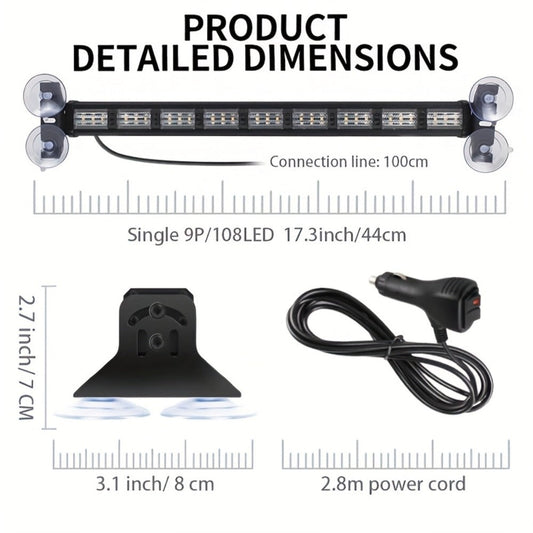 Visor Light Bar 162 LEDs 4-Color Switchable Emergency Warning Light Bar with 27 Flash Patterns Dual Switch Windshield Dash Lights for Trucks
