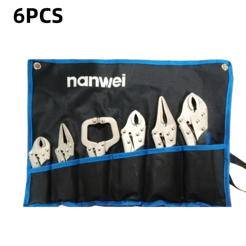 Pliers Set 6-Piece, Needle Nose, Curved & Locking C-Type Pliers, 5-10 Inch Sizes, Versatile Vise Grip Tool Kit for Home