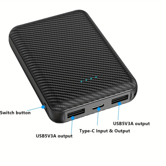 Power Bank 20000mAh 5V/3A for Fan Vests with USB-C Input/Output and USB-A 5V/2A Port for Cooling Garments