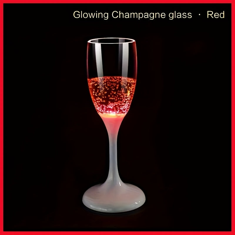 LED Light-Up Champagne Flutes, 6-Piece Color-Changing Plastic Party Glass Set for Birthdays, Weddings and Holiday Celebrations