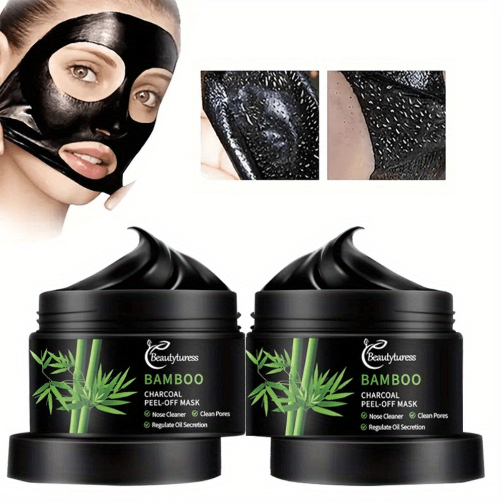Bamboo Charcoal Clay Face Mask Deep Cleansing Pore Minimizing Oil Control Blackhead Remover for Bath Time, Home Spa and Personal Care