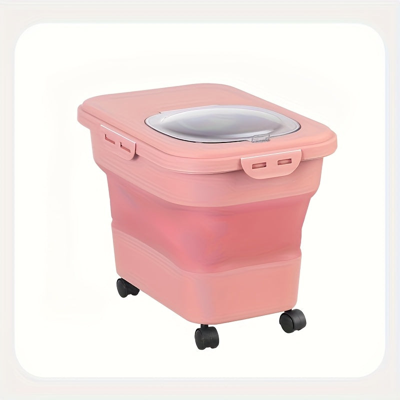 Pet Food Storage Container with Wheels – Large Capacity Airtight Sealed Bin, Moisture & Insect Proof with Measuring Cup for Cat & Dog Dry