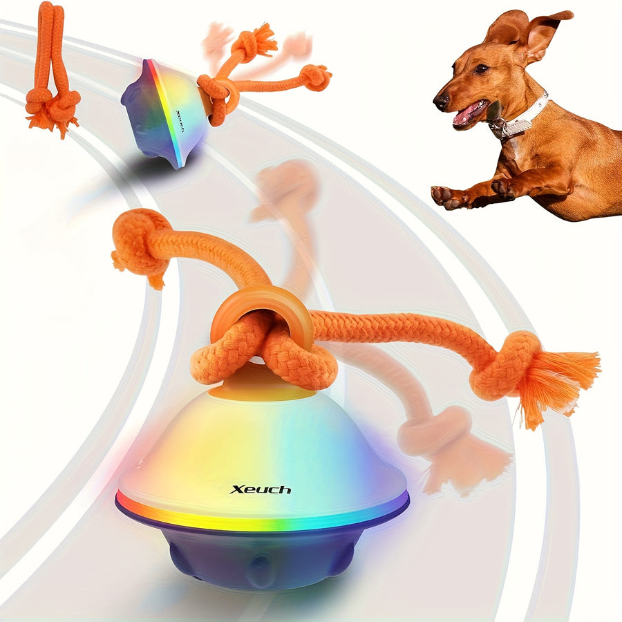 Automatic Rolling Dog Ball Toy with Rope – Motion-Activated Wicked Ball with Voice Recording, Interactive Self-Moving Stimulation Toy