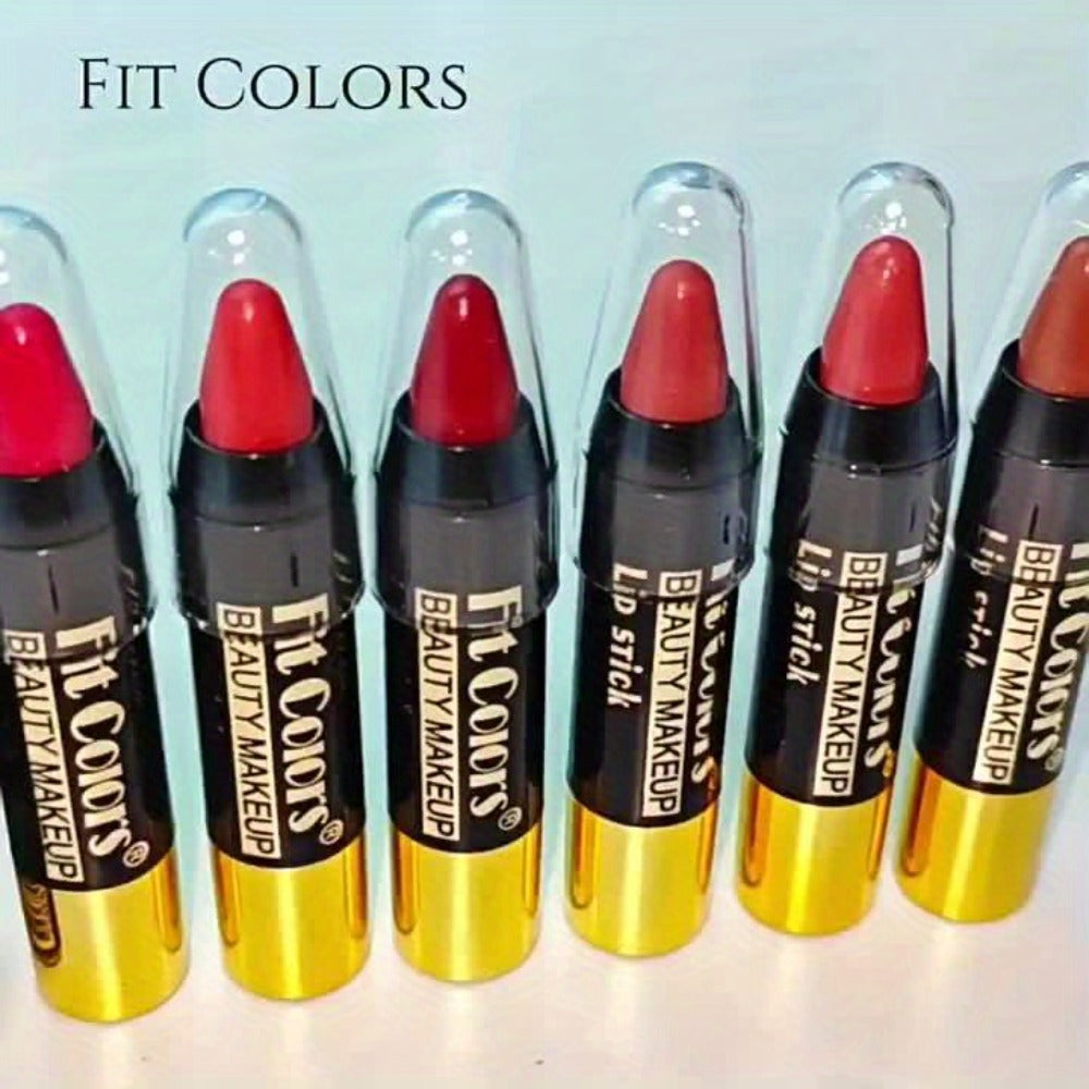 Glossy Crayon Lipstick Set 6 Pack Nourishing Lip Color, for Makeup, Travel and Everyday Vanity Use
