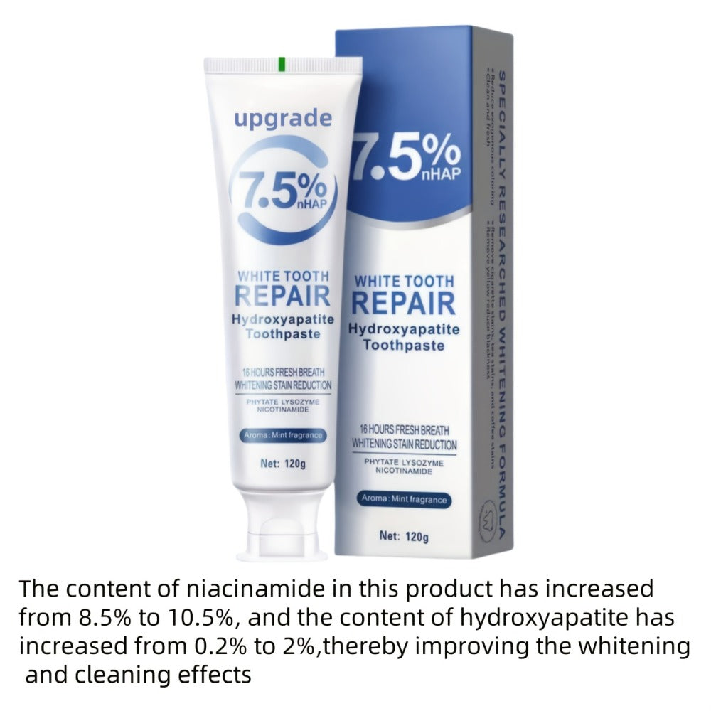Hydroxyapatite Toothpaste 3-Pack 7.5% Nano Formula Whitening Toothpaste with Toothbrush Teeth for an Everyday Personal Care Routine