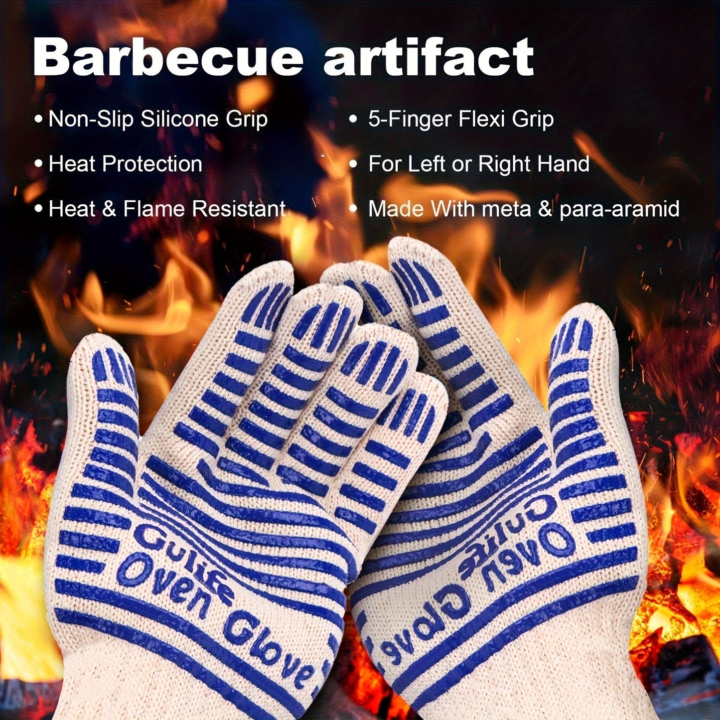 Silicone Oven Mitts with Fingers Heat Resistant Gloves for Cooking Baking BBQ Grilling – Kitchen Oven Gloves 2pcs or 4pcs Set