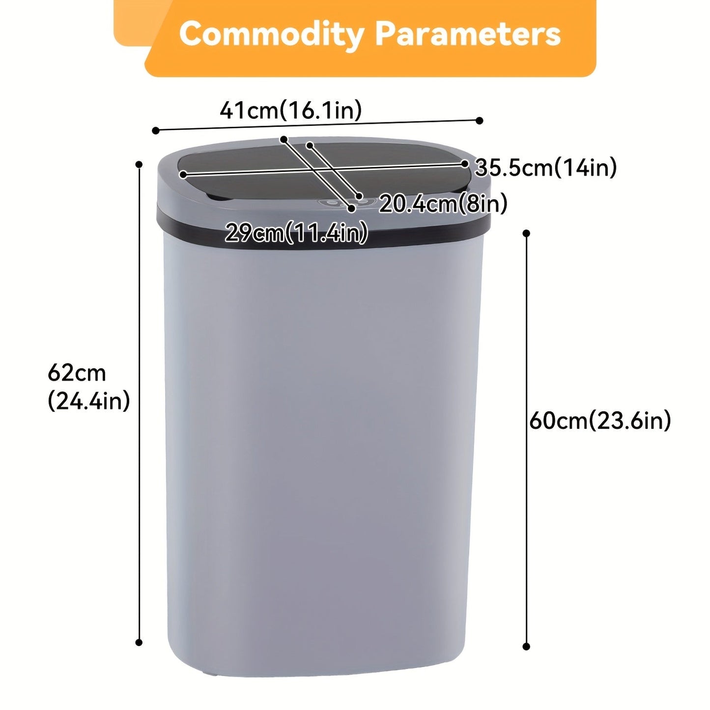 Motion Sensor Trash Can with 13-Gallon Label and Plastic or Steel Finish Options in Six Colors
