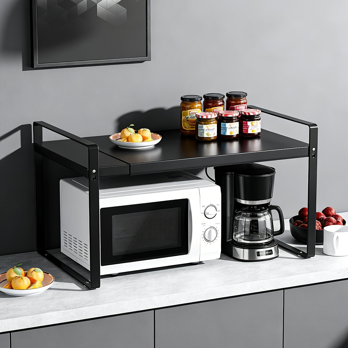 Expandable Cabinet Shelf Organizer Riser for Home Cooking, Dining and Outdoor Meals, with the Listed Configuration