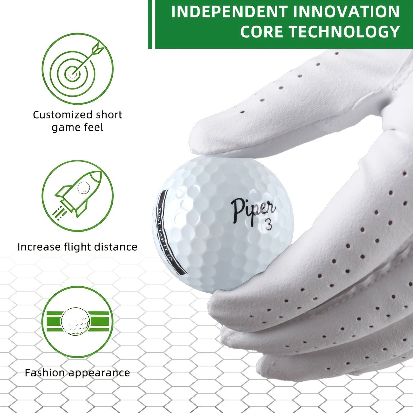 Golf Balls 3-Ply PU Cover with Soft Feel & High Visibility Colors, Professional Distance Golf Ball for Competitive Play and Training