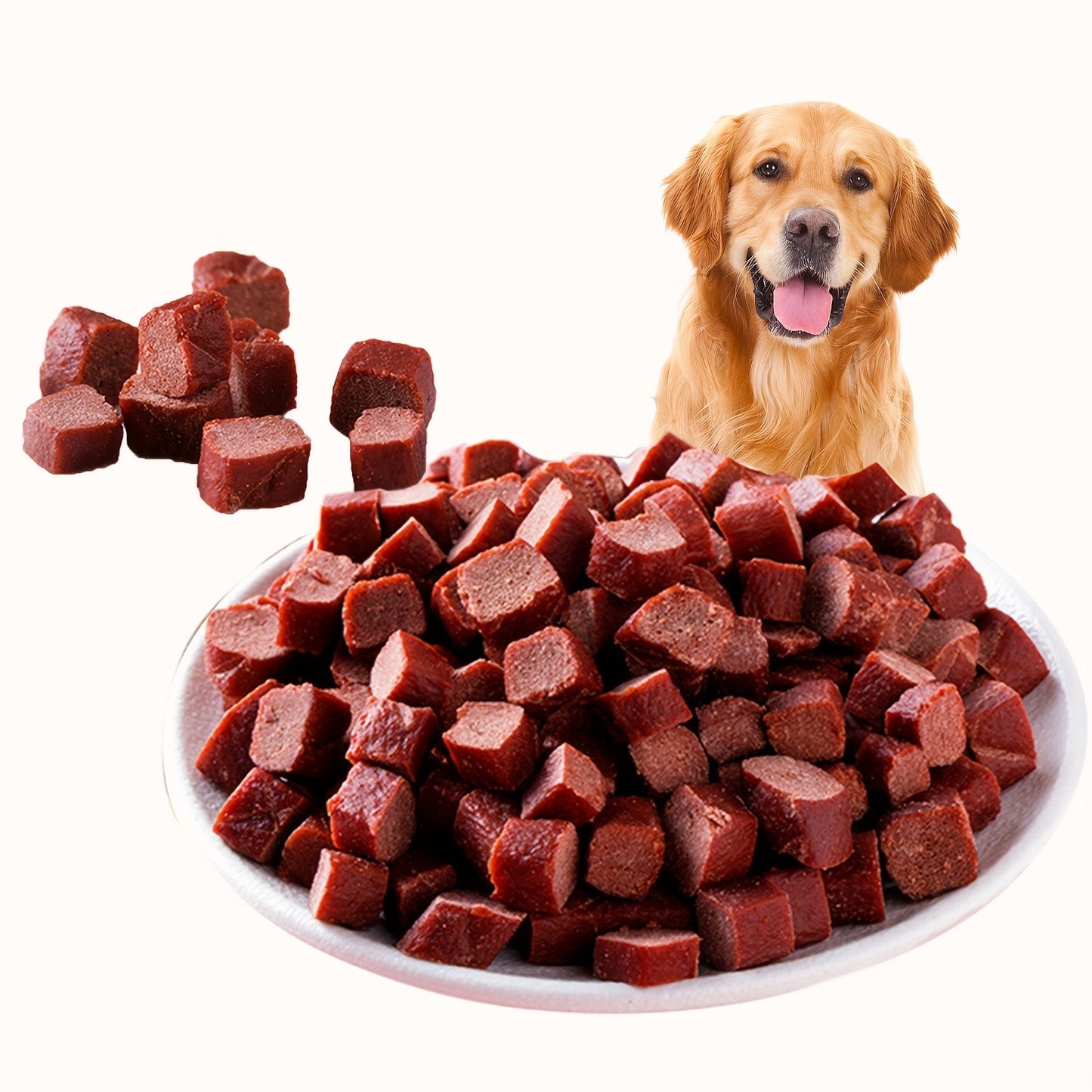 Beef Tendon Dog Chews – Natural Beef Strips Cubes & Diced Beef with Egg Yolk, High Protein Long-Lasting Dental Chews & Training Treats