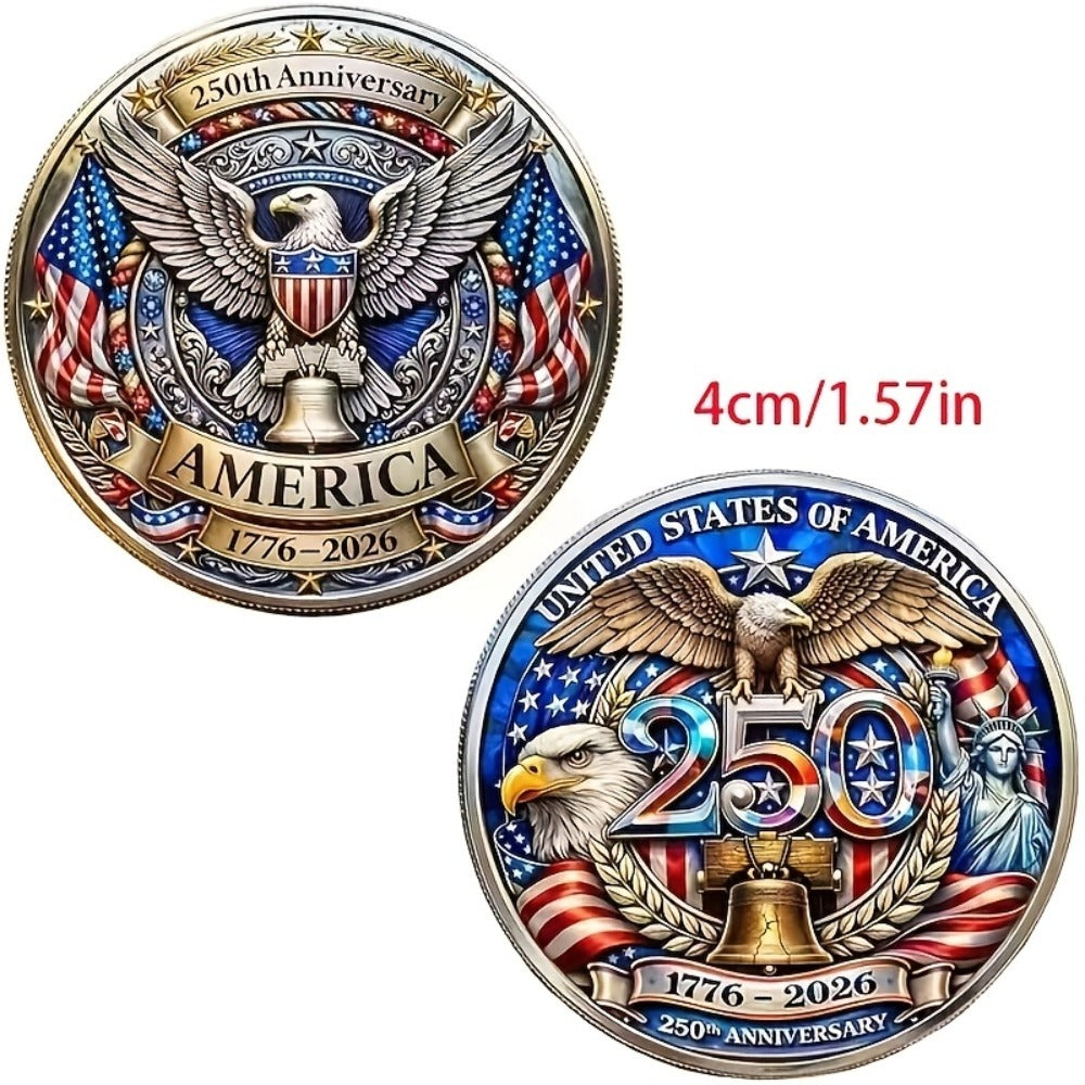 US 250th Anniversary Commemorative Coins 1776-2026 Set of 10 – America 250 Collectible Coins with Dual Historical Patterns
