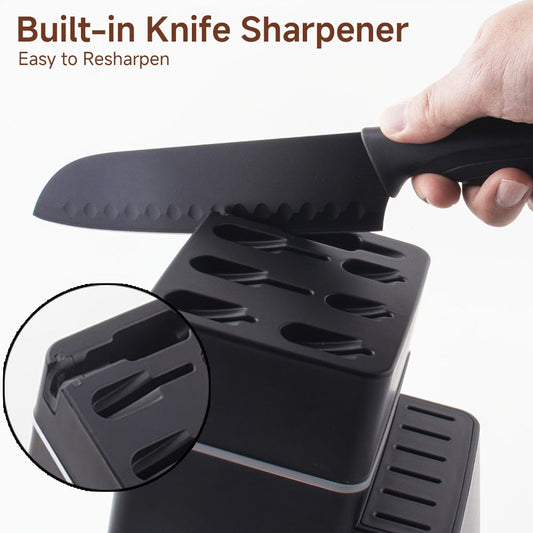 15-Piece Kitchen Knife Set with High-Carbon Stainless Steel Label, Black Handles, Scissors and Sharpening Block