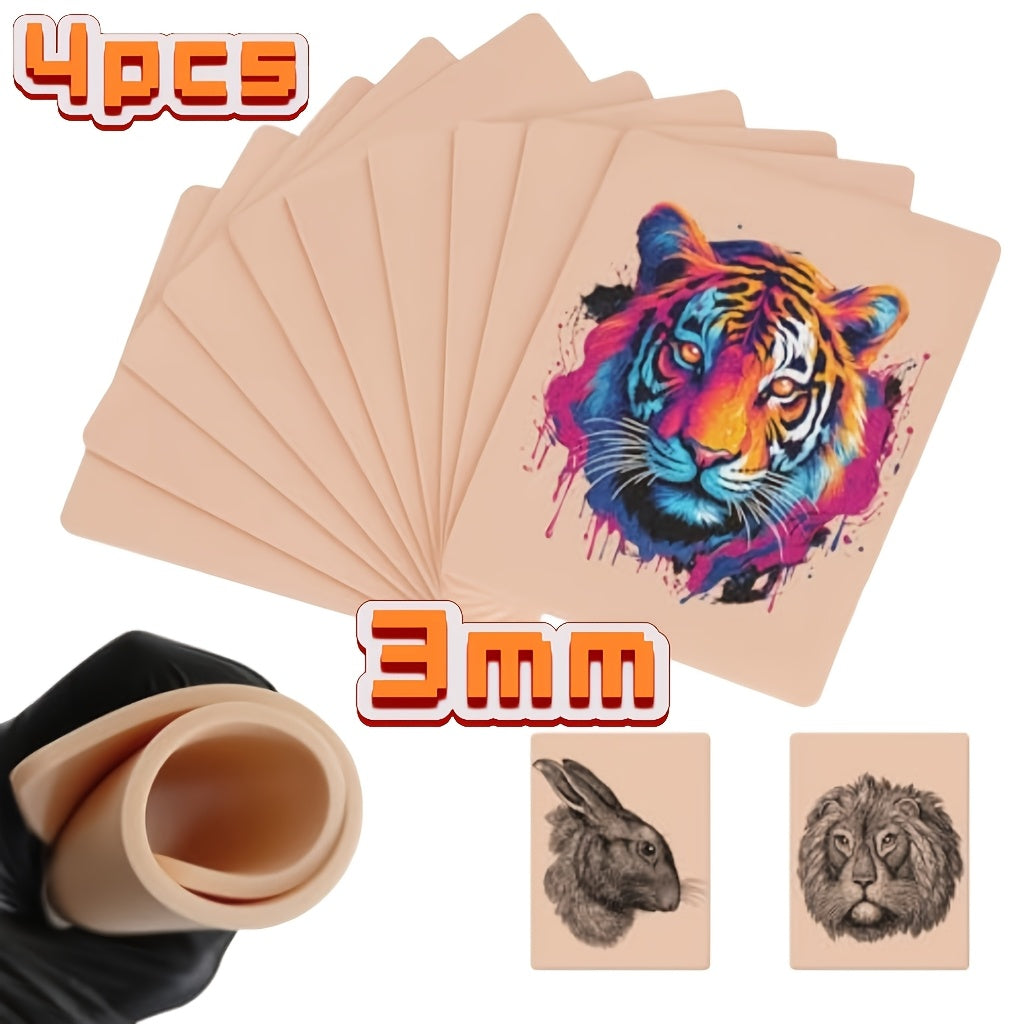 Silicone Tattoo Practice Skin 3mm Thick Double-Sided Fake Skin for Beginners & Professional Artists β Line Work Shading Outlining Eyebrow