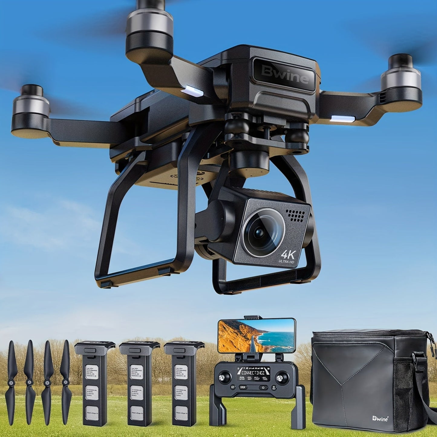 Bwine F7GB2 4K GPS Drone with 3-Axis Gimbal with the Listed Color, Size or Set Options for Everyday Use