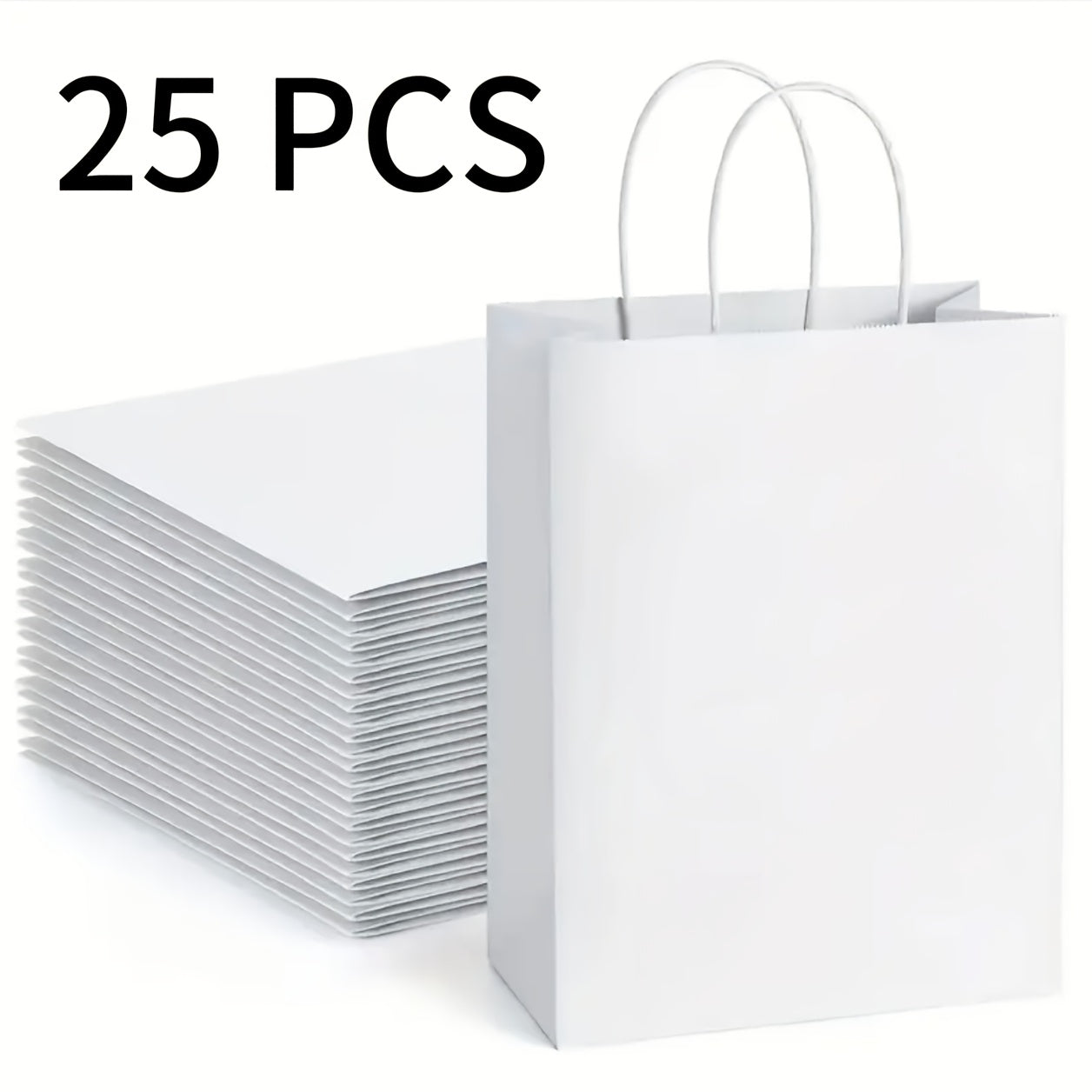 Paper Bags with Handles Bulk – Kraft Paper Gift Bags 25/75/100/300 Pcs, Black White Brown Reusable Shopping Bags for Small Business Retail