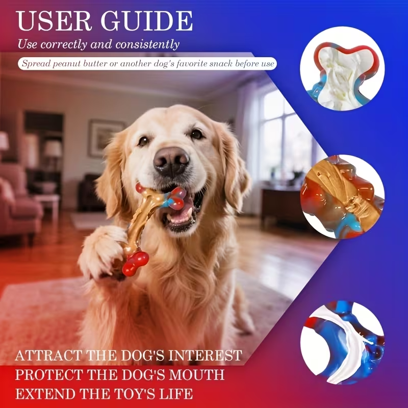 Indestructible Nylon Dog Chew Toy for Aggressive Chewers – Tough Durable Dog Teething Toys for Large Breed Dogs, Keeps Dogs Busy