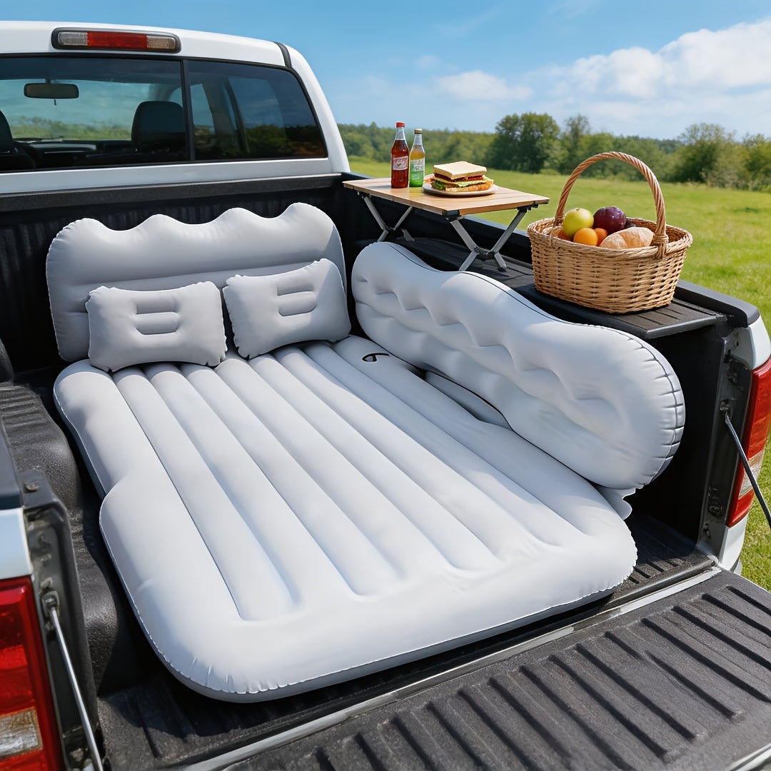 Inflatable Car Bed Plush Folding Design with Storage Bag & Tool Kit Soft Skin-Friendly Comfortable Outdoor Car Air Mattress for Camping