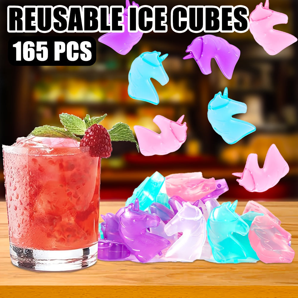 Reusable Plastic Ice Cubes 60/90/120/165 PCS - Non-Melting Non-Diluting Refreezable Ice Cubes for Whiskey