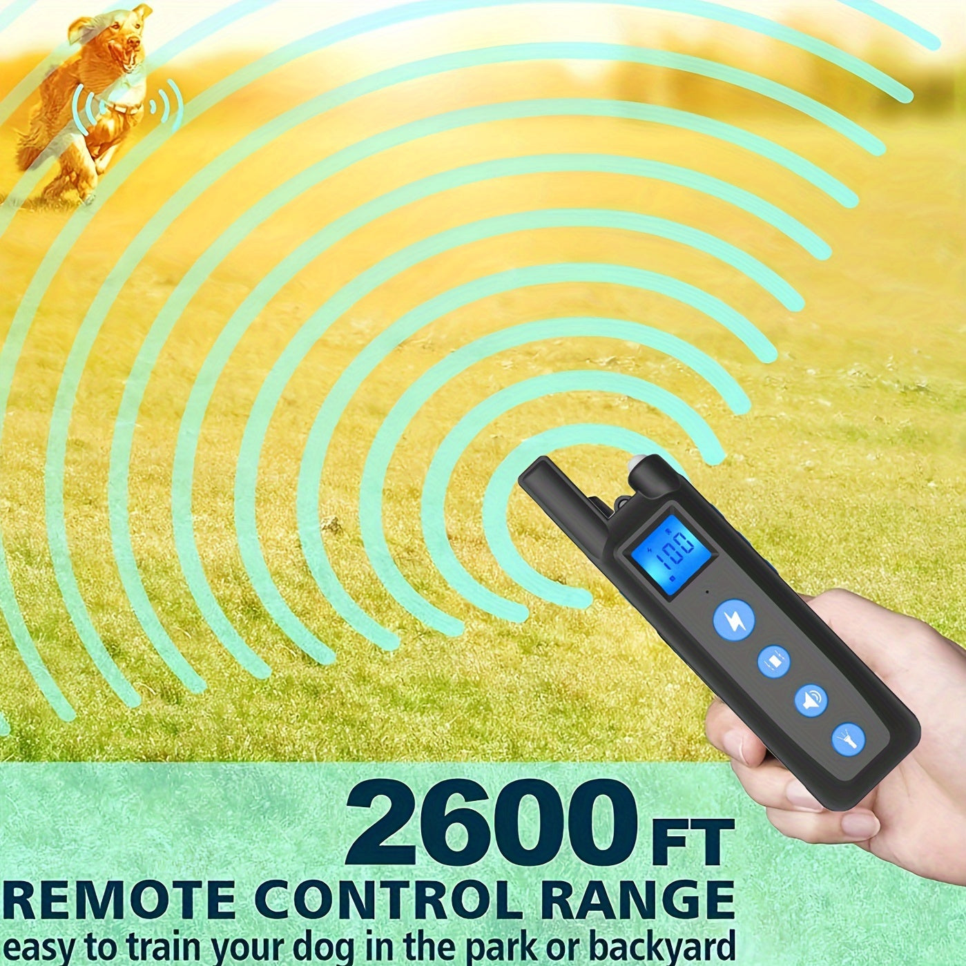 Remote Dog Training Collar 2600ft Rechargeable – Vibration & Sound Modes Adjustable Nylon Strap USB Charging for Small to Large Dogs 1