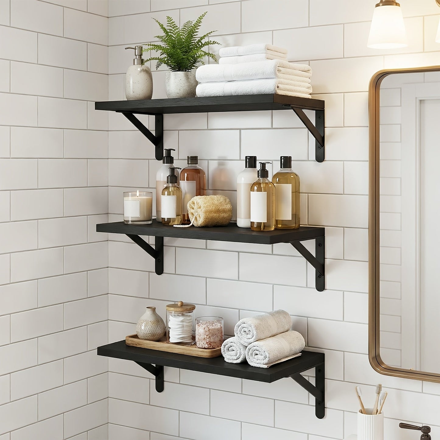 Floating Shelves for Wall, 3 or 6pcs Farmhouse Wall Shelves for Bedroom, Bathroom, Living Room & Kitchen Decor