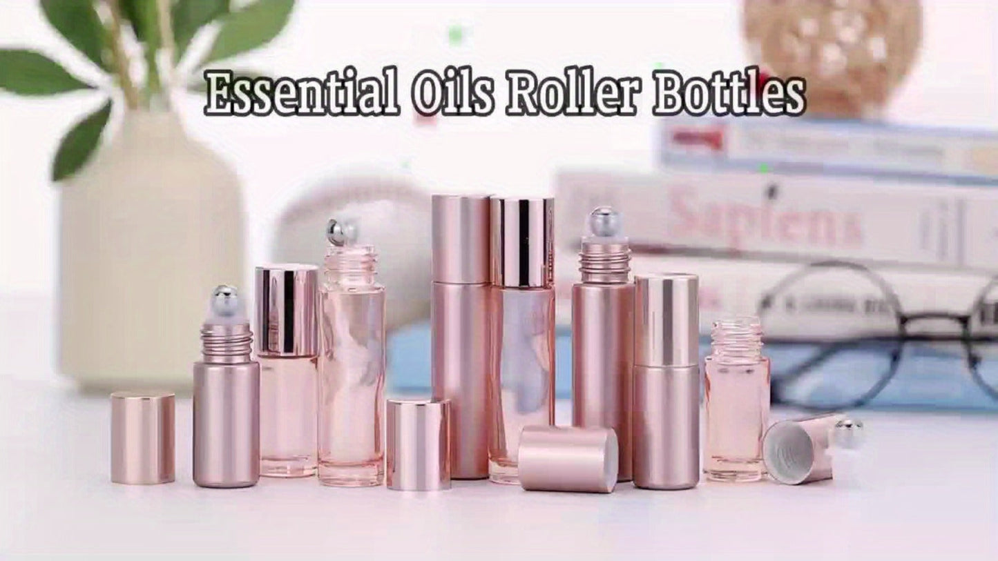 Glass Roller Bottles for Essential Oils 28 Pack 10ml โ Bulk Refillable Roll-On Perfume Containers with Stainless Steel Roller Balls