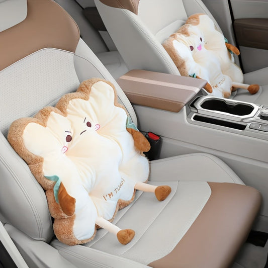 Kawaii Plush Toast Cushion Cute Bread Shaped Seat Pillow Funny Face Expression Soft Stuffed Food Pillow for Office Chair Car Sofa Bedroom
