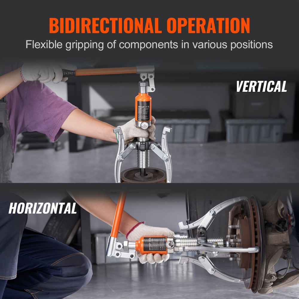 Hydraulic Gear Puller 5 Ton – 2/3 Jaw Wheel Bearing Puller & Hub Separator, 8" Jaw Capacity, Vertical & Horizontal Use