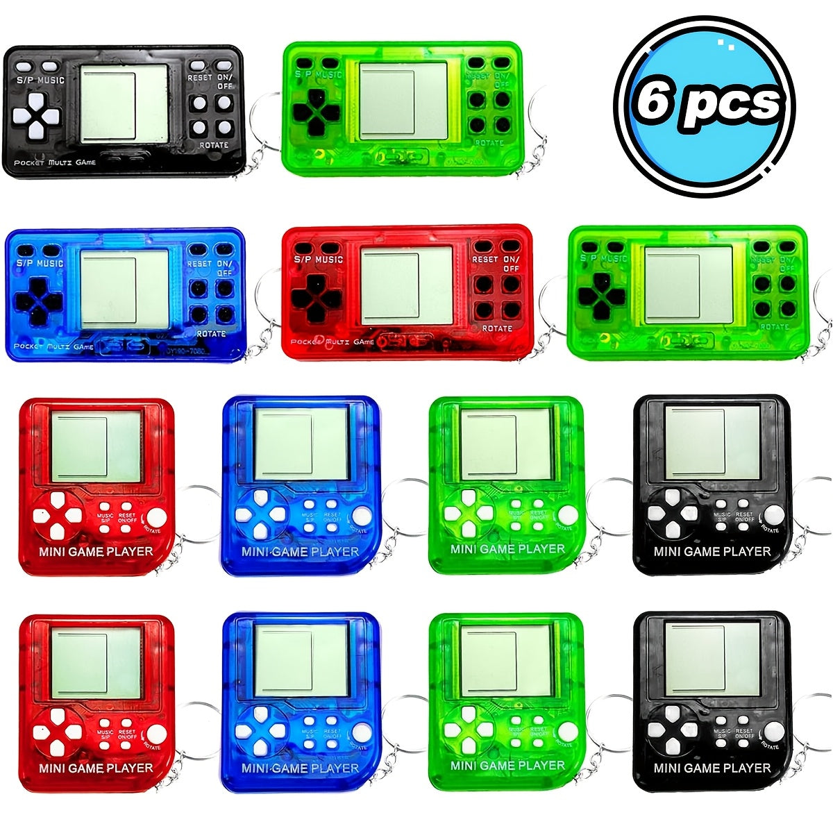Party Favors Mini Handheld-Console Keychains in 6-, 12- or 25-Piece Packs for Gaming Events