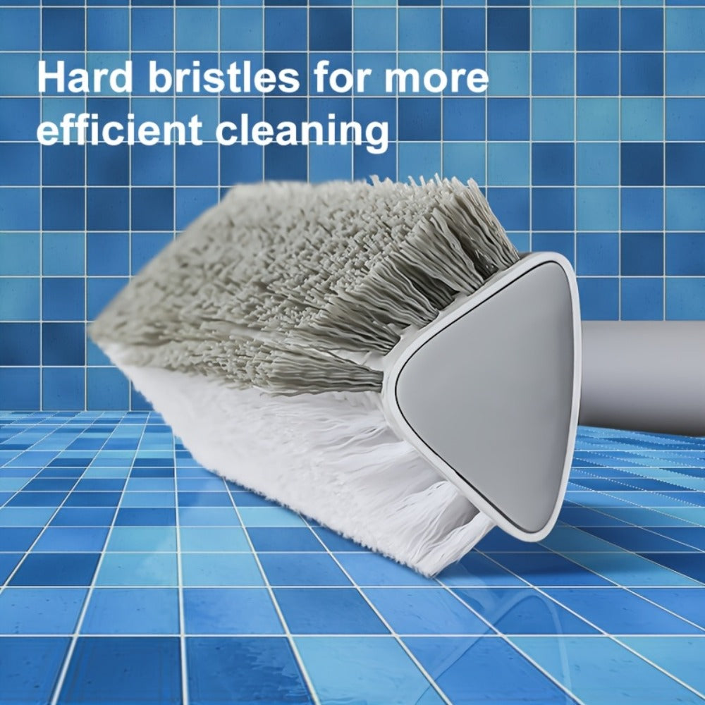 Pool Cleaning Brush with 52.4-Inch Sectional Handle, 9.1-Inch Double-Sided Bristle Head and Corner Edge Profile