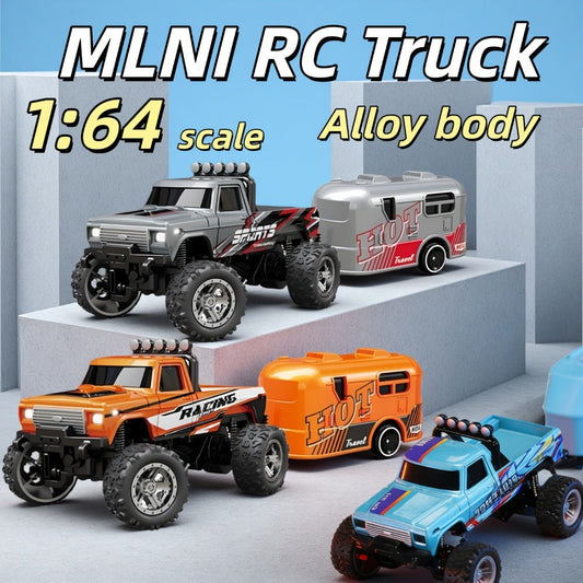 Mini RC Off-Road Truck with Trailer 1:64 Scale Die-Cast Remote Control Car with the Listed Color, Size or Set Options for Everyday Use