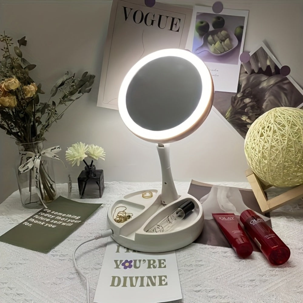 Lighted Makeup Mirror with 10x Magnifying Glass, Double Sided LED Vanity Mirror, Bright Shadow-Free Light